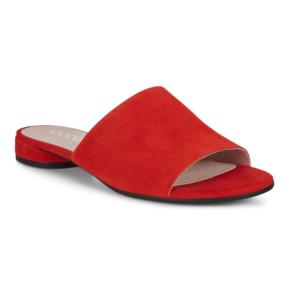 ECCO Womens Slides Red - Flat Sandals Ii - UBQ-320689